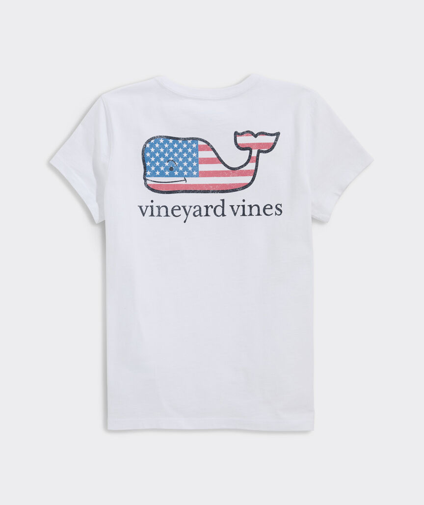 Girls' Flag Whale Short-Sleeve Pocket Tee